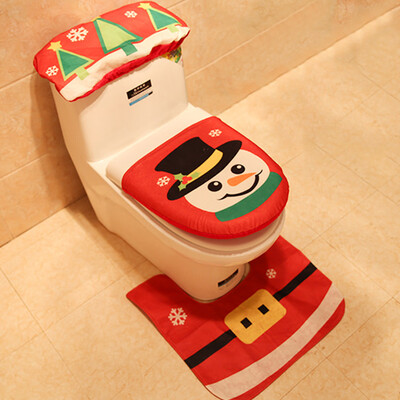 

Tailored 3PCS Christmas Toilet Seat & Cover Santa Claus Bathroom Mat Xmas Cute Decor
