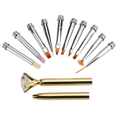 

Toponeto 10Pcs Different Sizes Copper Handle Nail Art Brush Set Design Nail Brushes