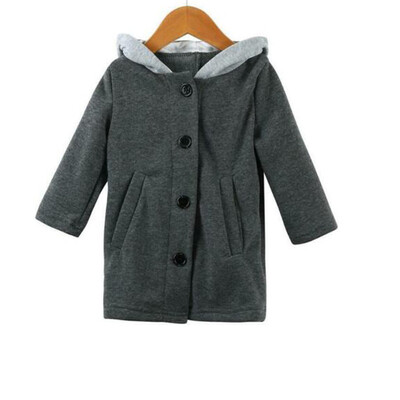 

Kids Girls Rabbit Ear Hooded Trench Coat Long Jacket Outwear Windbreaker Outfits