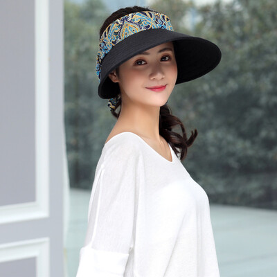 

New Korean version of the empty top hat sackcloth breathable folding summer sunshade cap tourist beach cap