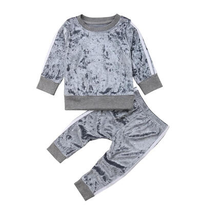 

2pcsSet Autumn Cute Kids Girls Corduroy O-Neck T-shirt Pants Tracksuit