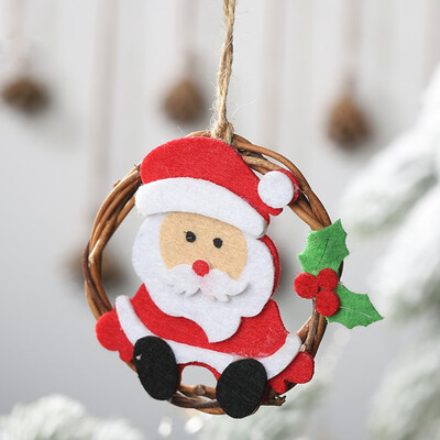 

1 Pc Creative Christmas Tree Rattan Circle Santa Claus Snowman Elk Pendant