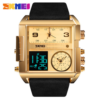 

SKMEI New Men Fashion Watches Sports Military Watches Leather Quartz Waterproof Digital Wristwatches Male Clock 1391