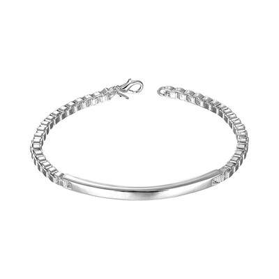 

Women Bangle Bracelet Geometric Shape Silver Chain Bracelet