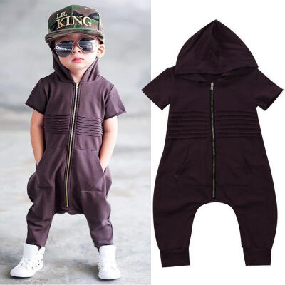 

Fashion Newborn Toddler Baby Boy Hooded Zipper Romper Jumpsuit Playsuit Clothes