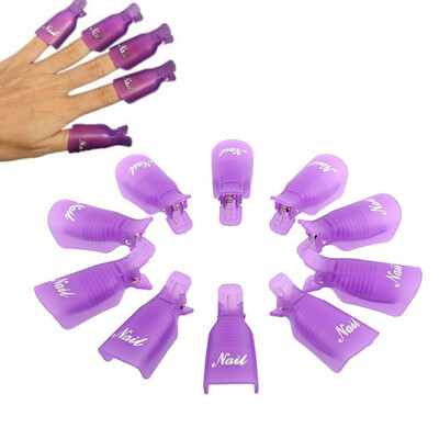 

Toponeto 10PC Plastic Nail Art Soak Off Cap Clip UV Gel Polish Remover Wrap PP
