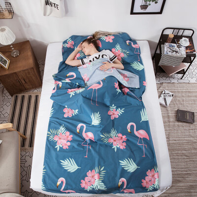 

40000 km travel hotel hotel cotton printed sanitary sheets outdoor portable dirty dirty anti-dirty cotton sleeping bag liner SW6313 flamingo single