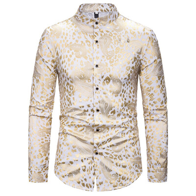 

Tailored Mens Casual Turn-down Collar Long Sleeve Shirt Gentleman Printing Wedding Tops