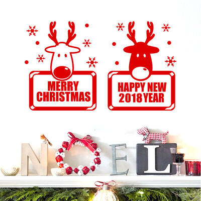 

〖Follure〗2018 Happy New Year Merry Christmas Wall Sticker Home Shop Windows Decals Decor