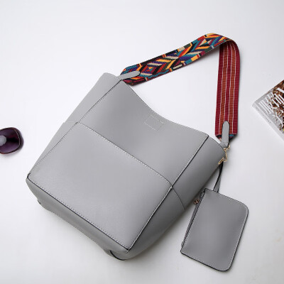 

High Quality Pu Leather Shoulder Bag Brand Desinger Ladies Casual Tote vintage Colorful Strap Bucket Bag Women shopping Bags