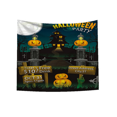 

Toponeto Sugar Skull Tapestry Halloween Trick Treat Horror Ghost Wall Hanging Home Decor