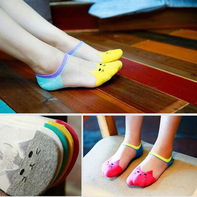 

5 Pairs Fashion Women Casual Cute Ankle High Low Cut Invisible Silk Cotton Socks