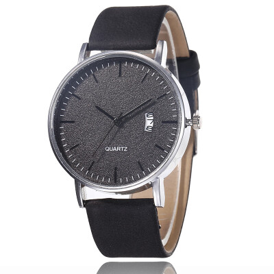 

Fashion Nordic style leather men&women watch frosted dial simple calendar watch quartz watch