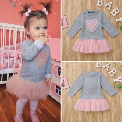 

Hot Cute Sweet Kids Baby Girl Long Sleeve Lace Tutu Tulle Dress Skirt Outfits Clothes Mon