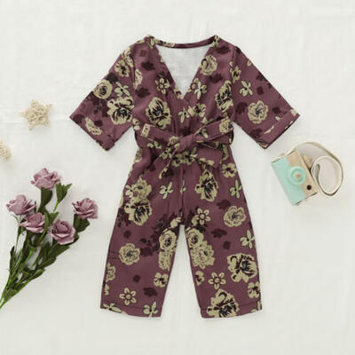 

Sweet Flower Baby Girl Clothes Infant V-Neck Romper Jumpsuit Playsuit Outfits