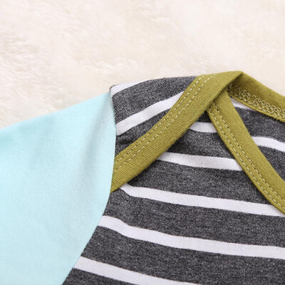 

Infant Baby Striped Onesie Boys Girls Creeper Bodysuit Pajamas RomperHat 1Set