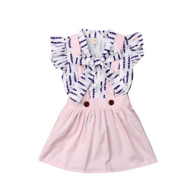 

2Pcs Baby Girls Cute Bowknot Sleeveless Blouse Tank TopsParty Tutu Skirts Outfits Clothes Set
