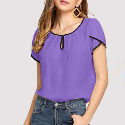

Starmoon Womens Summer Casual Short Sleeve T-Shirt Solid Chiffon Blouse Tops