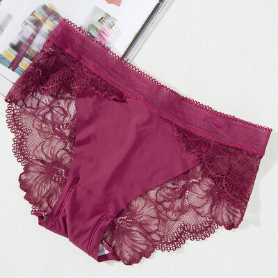 

Womens Sexy Low Waist Lace Underpants Briefs Translucent Underpants Bikini