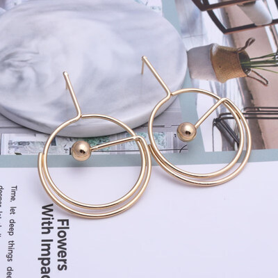

EK612 Vintage Geometric Round Metal Earrings for Women Glossy Hollow Cirlcle Exaggeration Earrings Punk Jewelry Modern Art