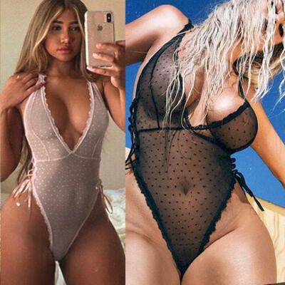 

New-Sexy-Lingerie-Sleepwear-Lace-Women-Babydoll-Bodysuit-Nightwear Size -XL