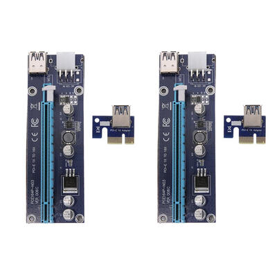 

2pcs PCI-E 1X to 16X 6Pin USB30 Card Extension Cable for Bitcion Miner