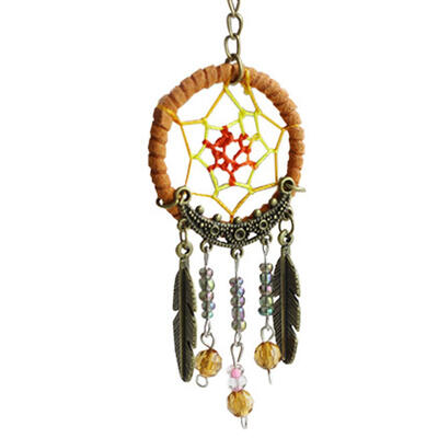 

2X Unique Key Chain Ring Feather Bead Dream Catcher Keyring Keychain