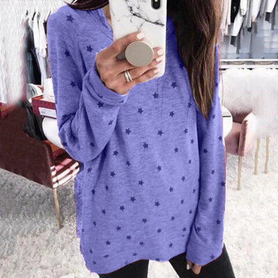 

Tailored Autumn And Winter New Women Blouse Stars Printed Fashion Round Neck Blouse