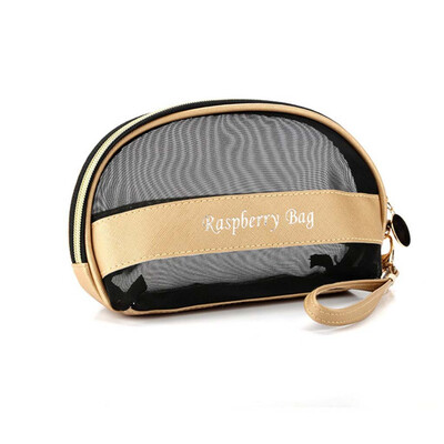 

Tailored Fashion Women Mesh Leather Zipper Handbags Cosmetic Bag Makeup Pouch Purses