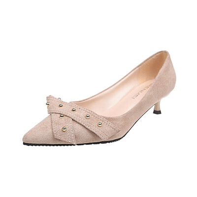 

Small fresh high heels woman spring Korean version of sharp rivets fine heels single shoes girls work shoes