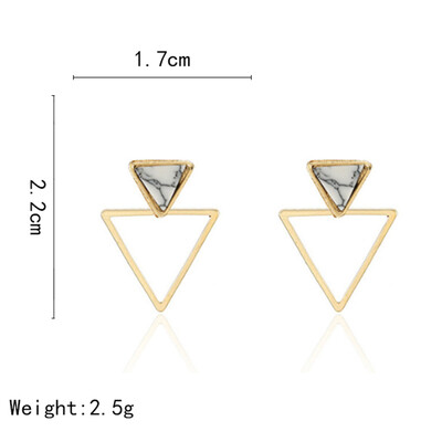 

New Fashion Korean Earrings 2019 For Women Natural Stone Round Square drop Earring Gold Big Geometric Jewelry Wholesale
