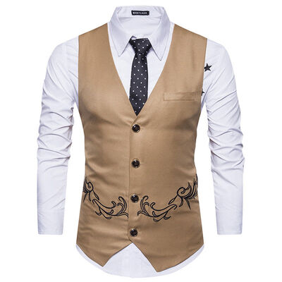 

Men Trendy Botton Business Formal Dress Slim Fit Vest Suit Tuxedo Waistcoat