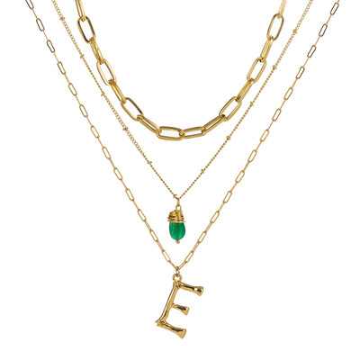 

Tiny Green Stone Gold Color Initial Necklace Letter Necklace Statemant Necklaces Personalized Pendant For Women Girls Best Gift