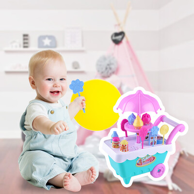 

YIWULAKids Fruit Ice Cream Candy Vegetables Food Cart Toy Music Pretend Play Toys Set