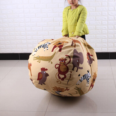 

〖Follure〗Kids Stuffed Animal Plush Toy Storage Bean Bag Soft Pouch Stripe Fabric Chair A