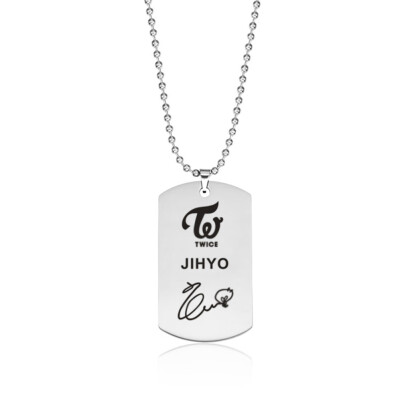 

KPOP TWICE Stainless Steel Tag Signature Lettering Pendant Necklace Boys Girls Couple Necklace Hot Gifts for Fans