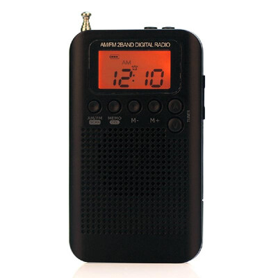 

HRD-104 Portable AM FM Stereo Radio Pocket 2-Band Digital Tuning Radio Mini Receiver Outdoor Radio w Earphone Lanyard 13 Inch