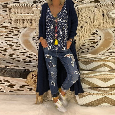 

Womens Solid Loose Cardigan Coat Casual Knitted Autumn Winter Outwear Waistcoat