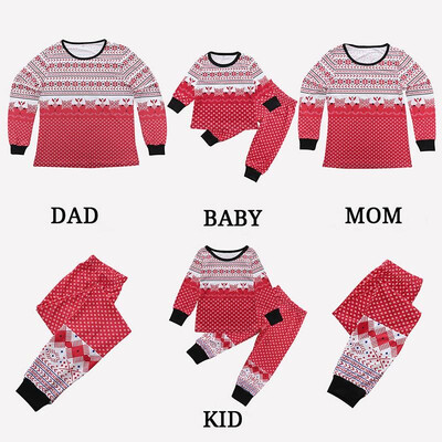 

Christmas Family Women Pajamas Sets Snowflake Print Long Sleeve Blouse Pants Sleepwear Nightwear Outfits
