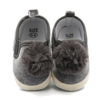 

Baby Girl Breathable Anti-Slip Shoes Casual Sneakers with Plush Ball Toddler Soft Soled First Walkers Children Casual Shoes