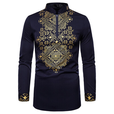 

Tailored Mens Fashion Leisure African Style Printing Long-sleeved Shirt Tops Blouse