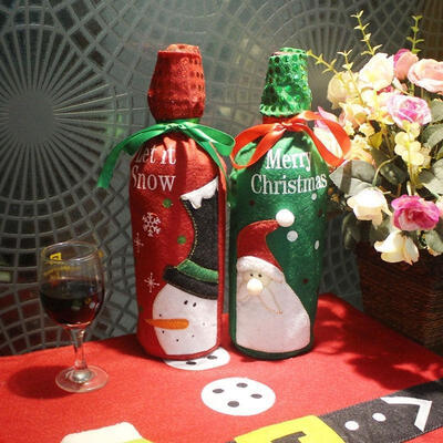 

Christmas Decorations Red Santa Tree Wine Bottle Cover Bags Dinner Party Gift