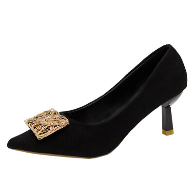 

Korean version of pointed high-heeled shoes French girlsworking shoes with shallow slim-heeled sexy single shoes