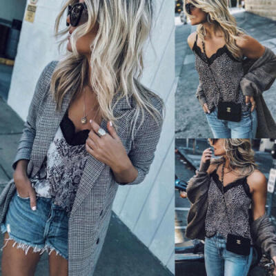 

Fashion Womens Sexy V Neck Leopard Print Tank Vest Blouse Lace Crop Tops Club