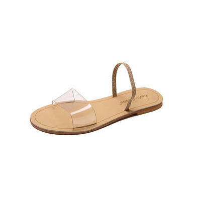 

Slippers women&summer wear flat-bottom one-word cool two-through two hundred&one outdoor student transparent sandal be