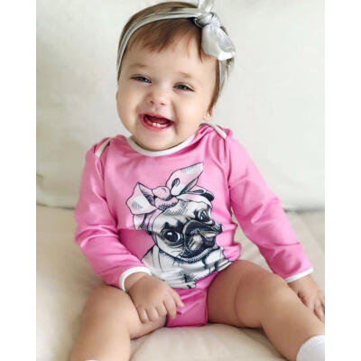 

Cute Toddler Kids Baby Girls Romper Bulldog Jumpsuit Outfits Long Sleeve Clothes