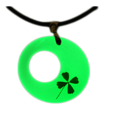 

Glow in The Dark Luminous Clover Pendant Necklace Charms for Women Men Kids