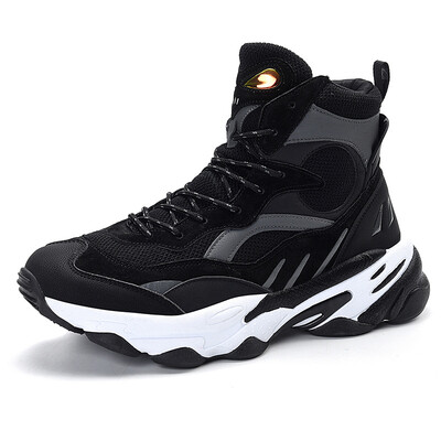 

High-top sneakers mens fashion color matching tide shoes non-slip fitness running shoes