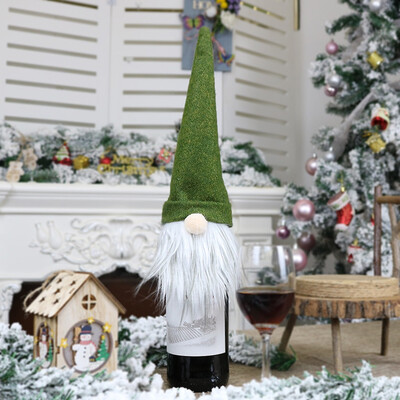 

Gobestart Christmas Champagne Bottle Cover Dress Up Decoration Christmas Faceless Doll