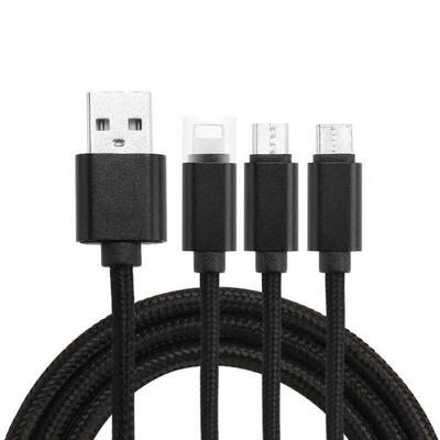 

3 In 1 Micro USB Data Cable Portable Solid Color Fast Charging Line For Mobile Phones